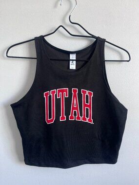 ZooZatz University of Utah Cropped Tank Top Black Red Women’s Large